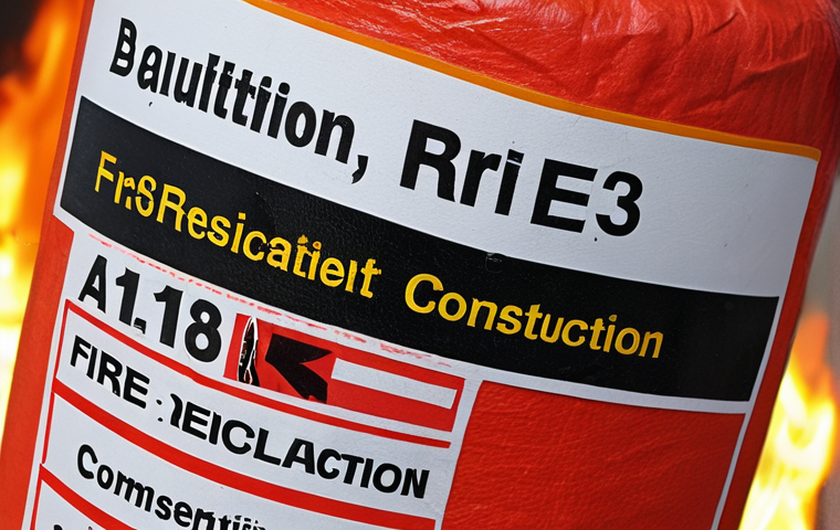 ** A close-up shot of a fire-resistant material sample with an EN 13501-1 classification label, emphasizing the importance of proper classification and certification for fire safety in construction materials.
**
